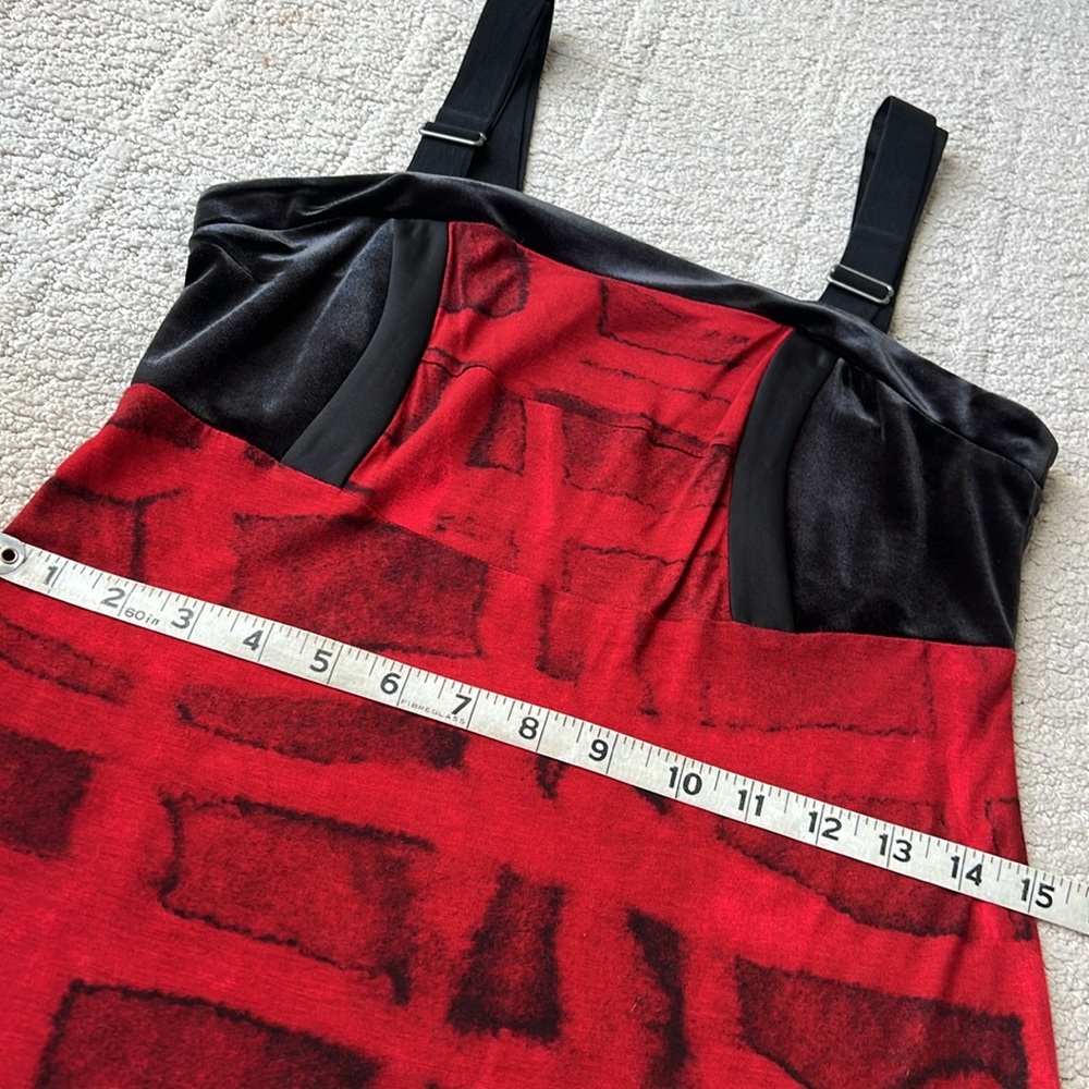 Simply, Vera Vera Wang NWOT red/black velvet trim, dressy tank top SZ S - Picture 10 of 11